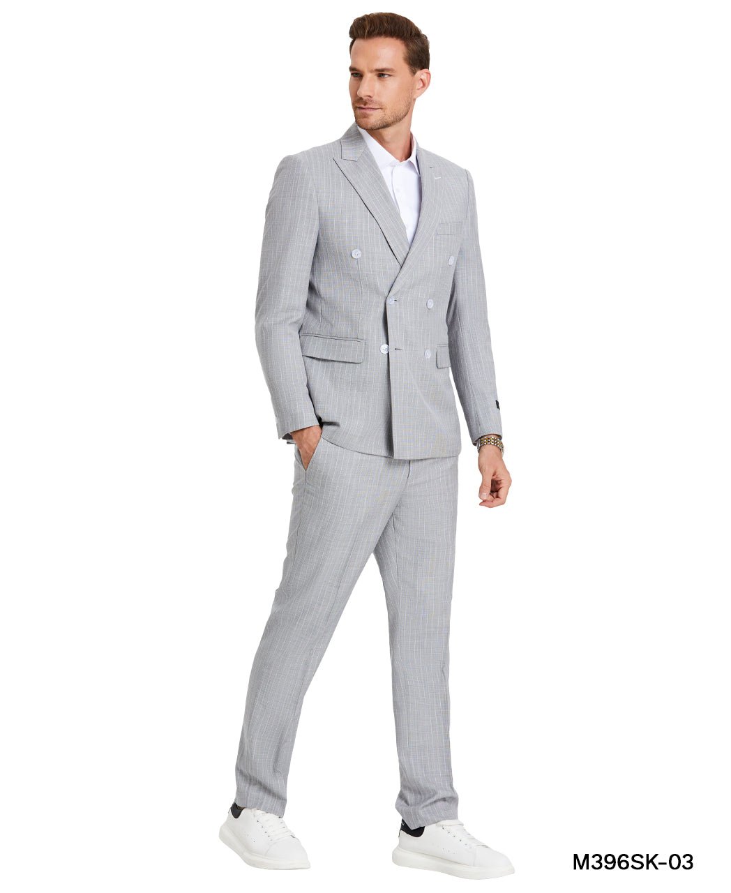 2 PC Double Breasted Pin - Stripe Suit - Bundle Bus