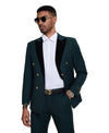 2 PC Solid Satin Peak Lapel Double Breasted Suit - Bundle Bus