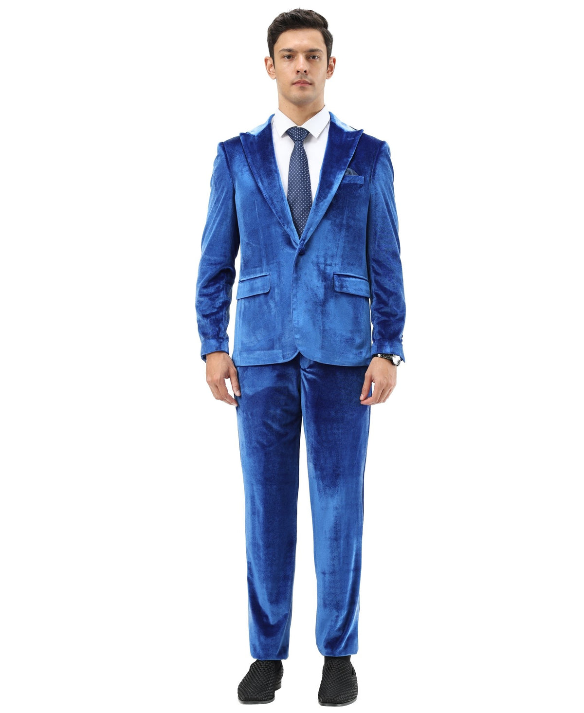 3 PC Solid Textured Peak Lapel Suit - Bundle Bus