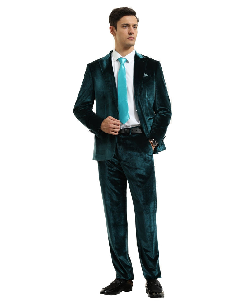 3 PC Solid Textured Peak Lapel Suit - Bundle Bus