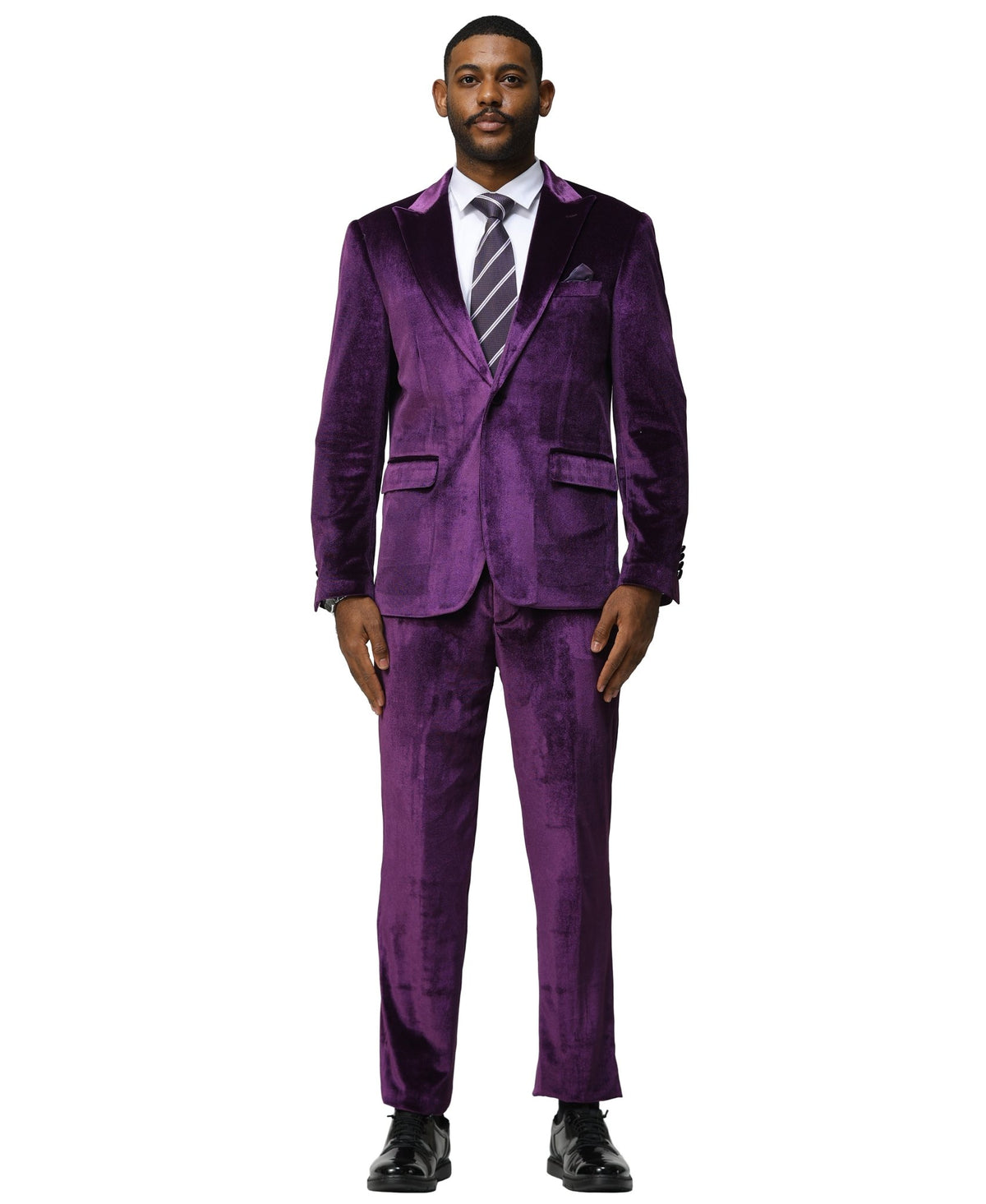 3 PC Solid Textured Peak Lapel Suit - Bundle Bus