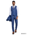 3 PC Solid Textured Peak Lapel Suit - Bundle Bus