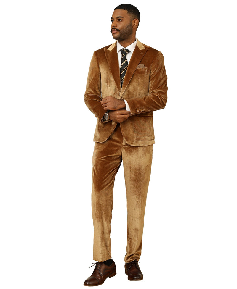 3 PC Solid Textured Peak Lapel Suit - Bundle Bus