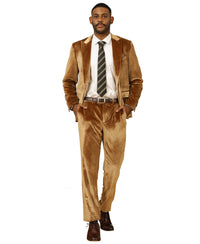 3 PC Solid Textured Peak Lapel Suit - Bundle Bus