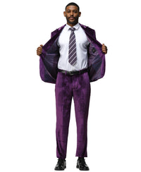 3 PC Solid Textured Peak Lapel Suit - Bundle Bus