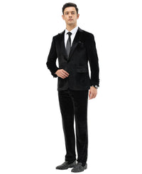 3 PC Solid Textured Peak Lapel Suit - Bundle Bus