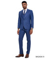 3 PC Solid Textured Peak Lapel Suit - Bundle Bus