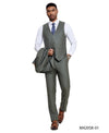 3 PC Solid Textured Peak Lapel Suit - Bundle Bus