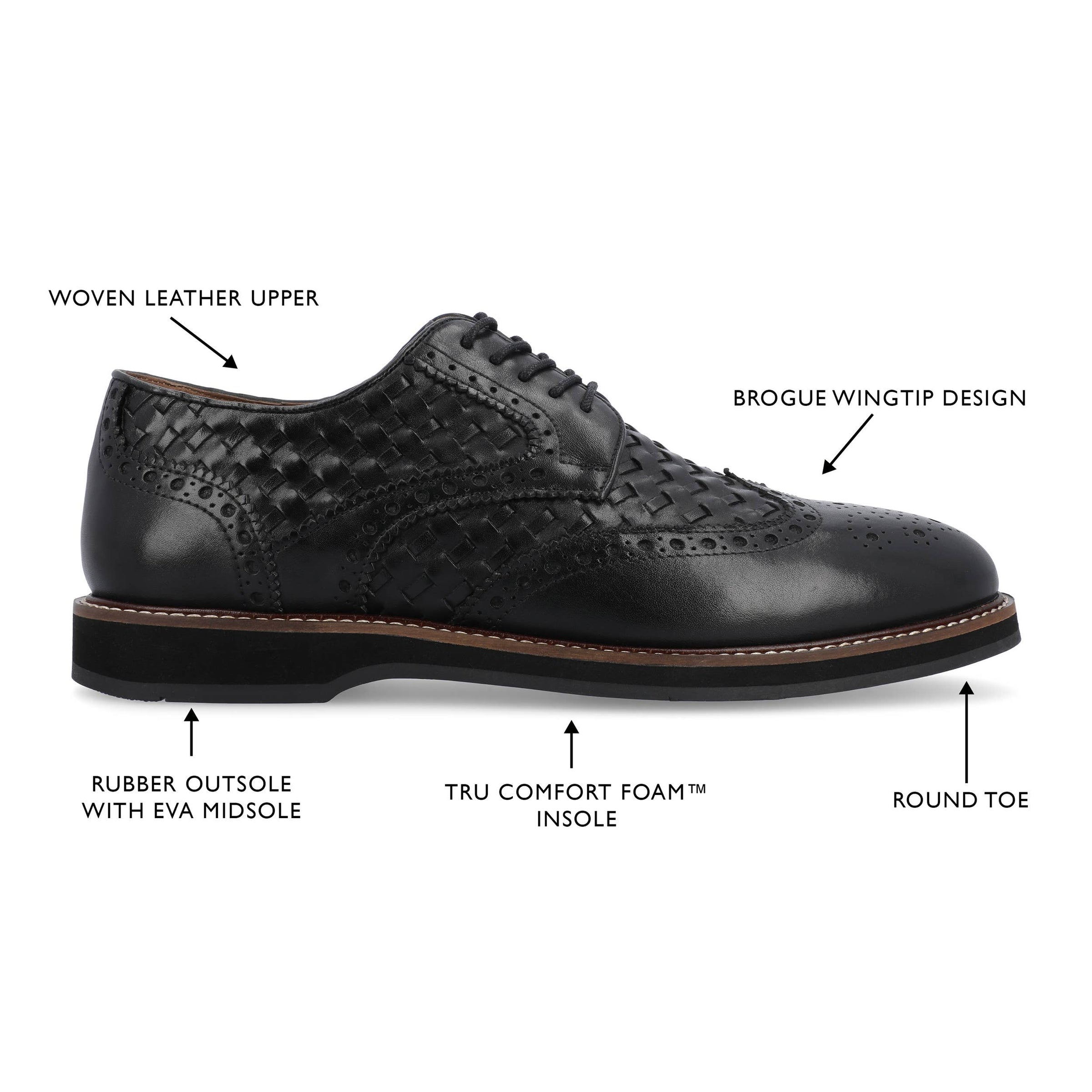 THOMAS & VINE - Thomas & Vine Radcliff Wide Width Woven Wingtip Derby