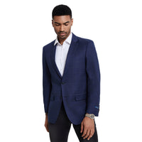 Men's Modern Fit Windowpane Sport Coat w/ Notch Lapel - Bundle Bus