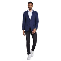Men's Modern Fit Windowpane Sport Coat w/ Notch Lapel - Bundle Bus