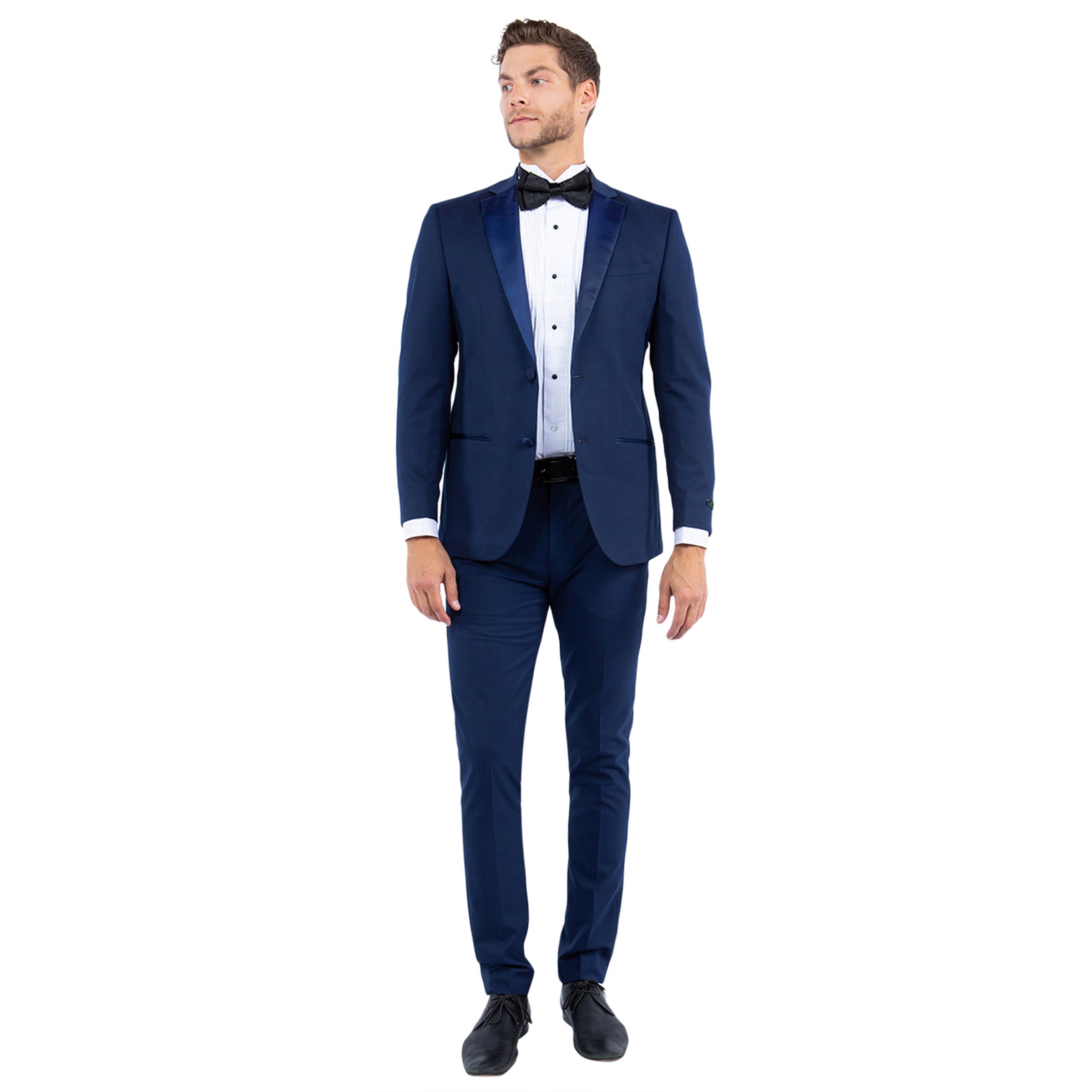Navy Zegarie Notch Lapel Tuxedo Jacket For Men - Bundle Bus