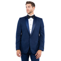 Navy Zegarie Shawl Collar Tuxedo Jacket For Men - Bundle Bus