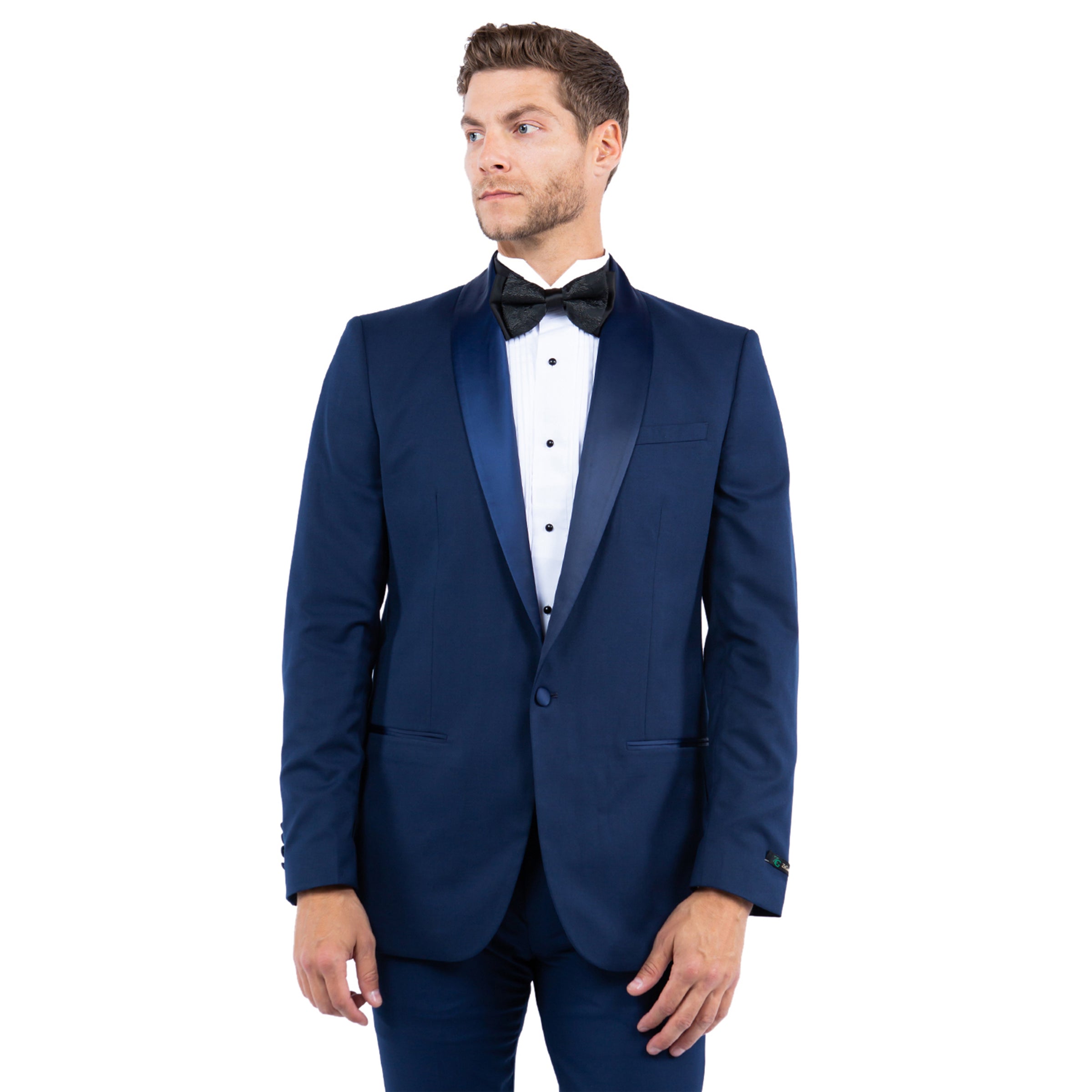 Navy Zegarie Shawl Collar Tuxedo Jacket For Men - Bundle Bus