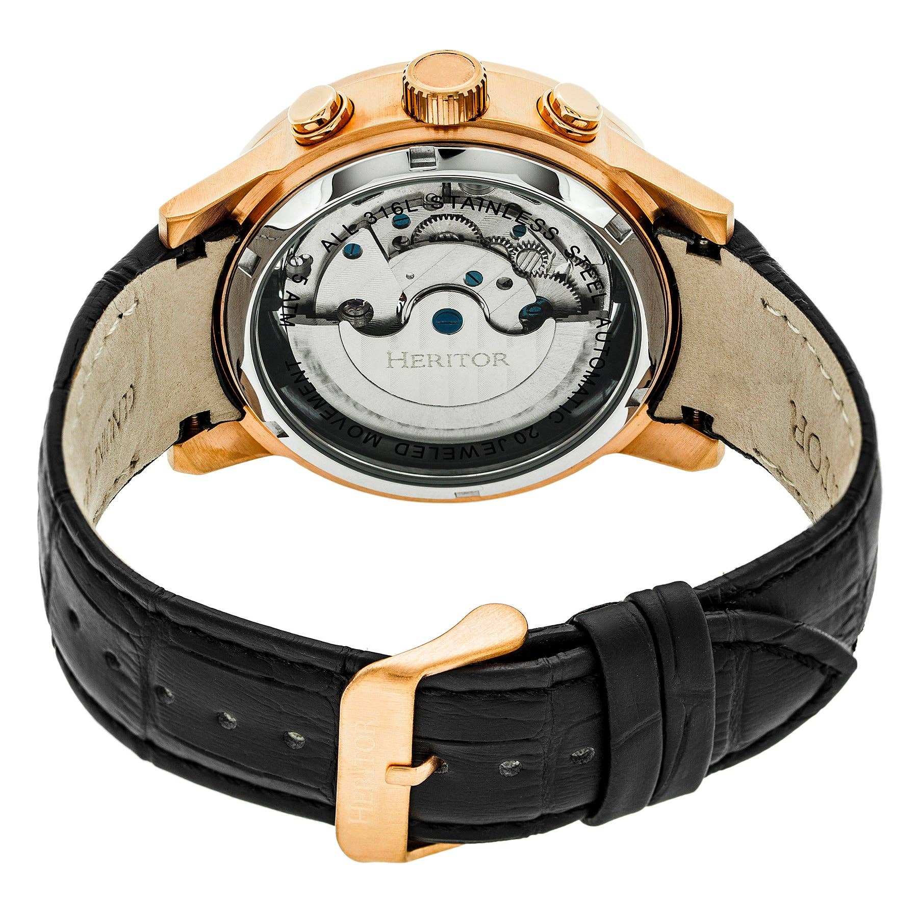 Heritor Automatic Hannibal Semi-Skeleton Leather-Band Watch