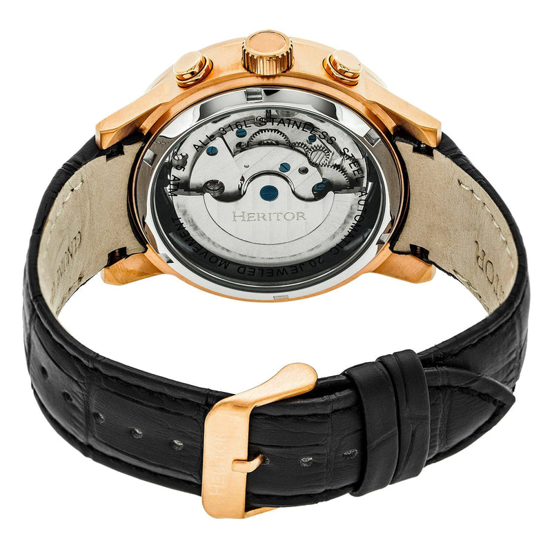 Heritor Automatic Hannibal Semi-Skeleton Leather-Band Watch