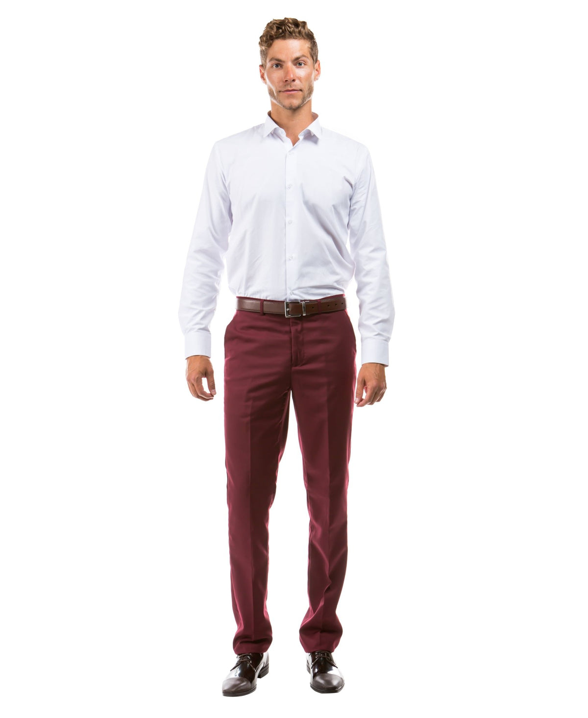 Azurro Burgundy Slim Fit Dress Pants - Bundle Bus