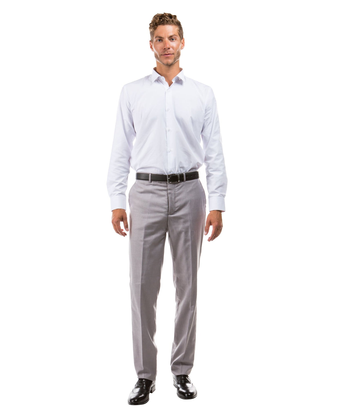 Azurro Light Grey Slim Fit Dress Pants - Bundle Bus