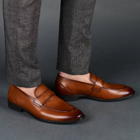 Bishop Apron Toe Penny Loafer: Cognac / 12 / Wide - Bundle Bus