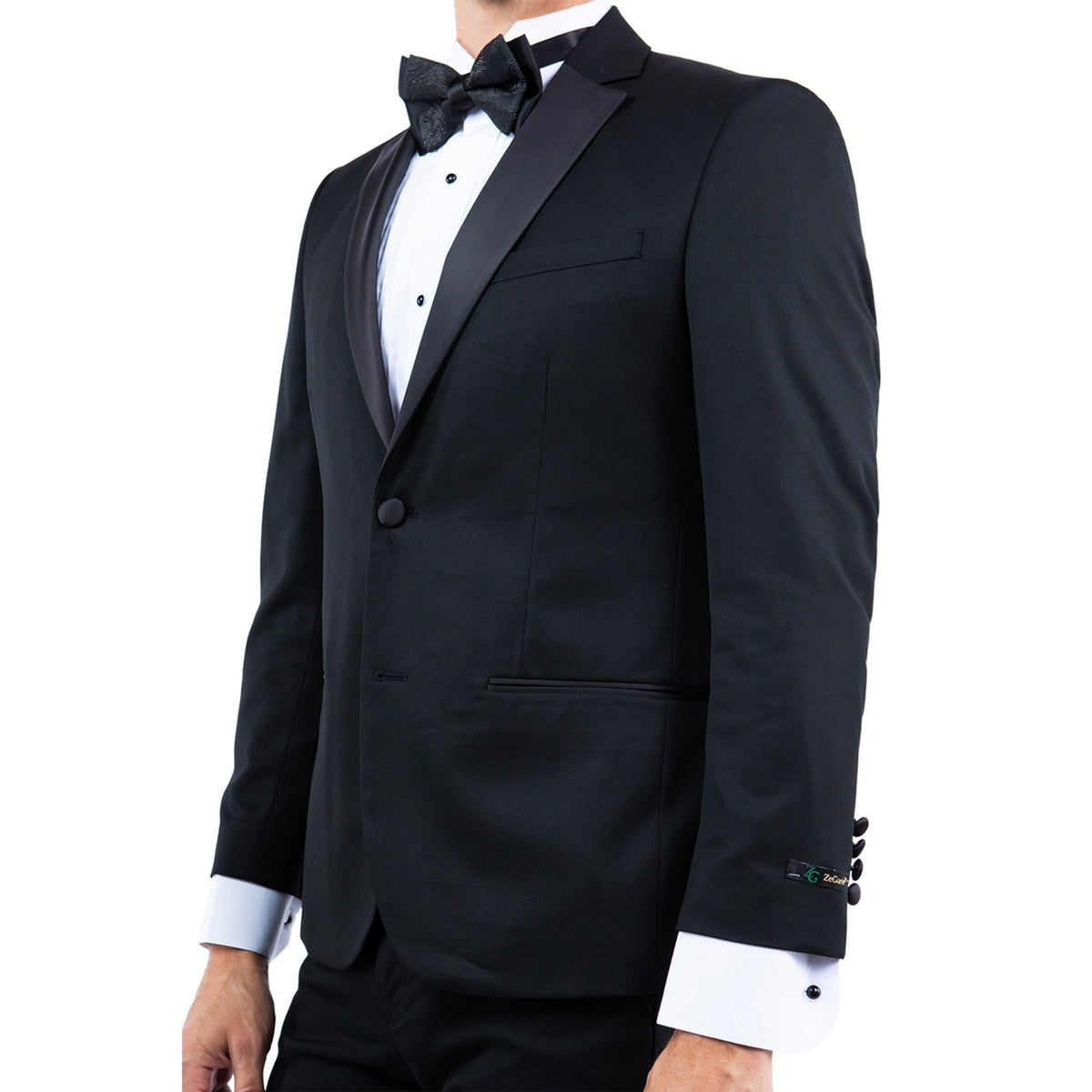 Black Zegarie Notch Lapel Tuxedo Jacket For Men - Bundle Bus