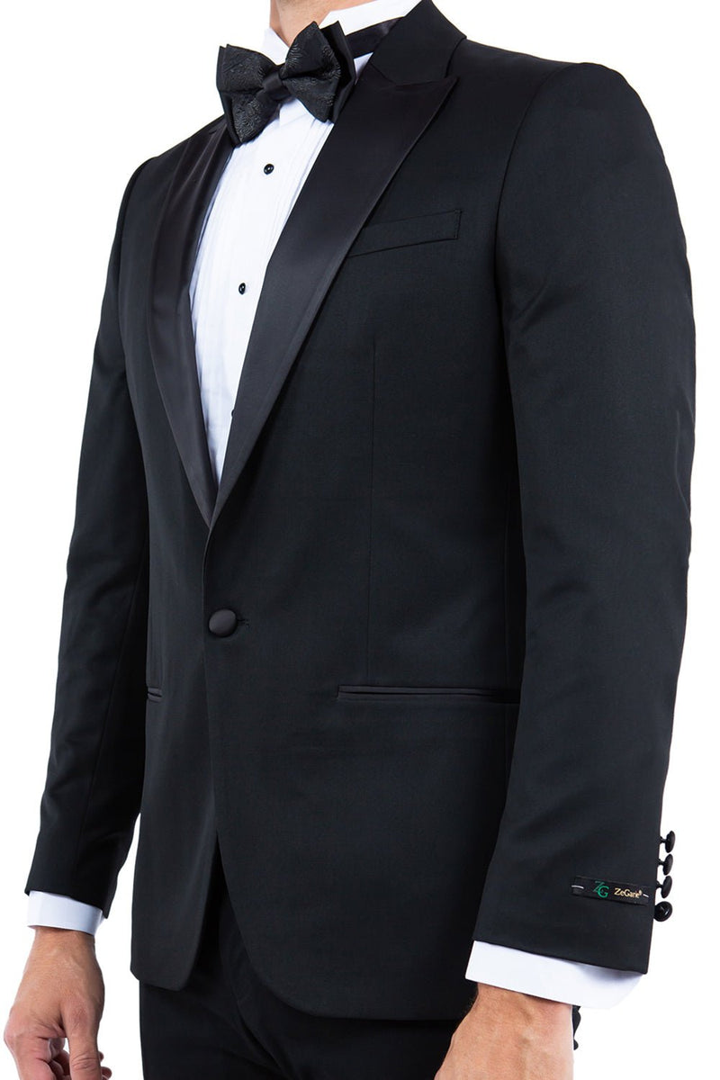 Black Zegarie Peak Lapel Tuxedo Jacket For Men - Bundle Bus