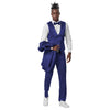 Blue Solid Shiny U - Shape Vest Mens - suit - Bundle Bus