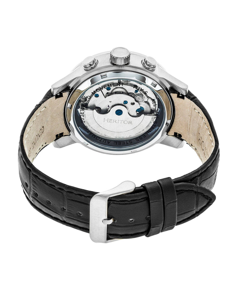 Heritor Automatic Hannibal Semi-Skeleton Leather-Band Watch