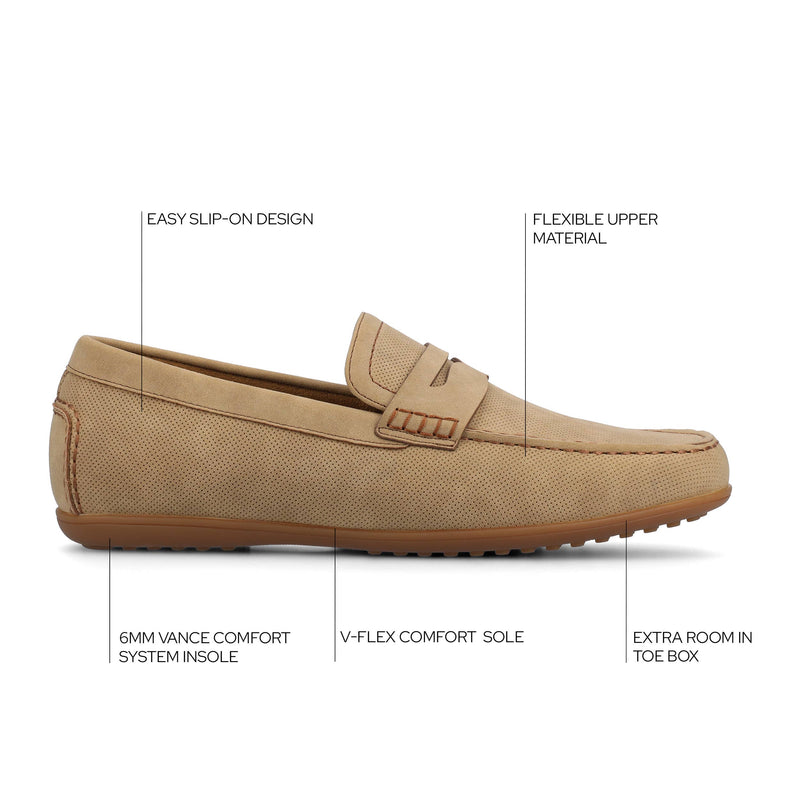 Vance Yates Perforated Slip-on Driving Penny Loafer