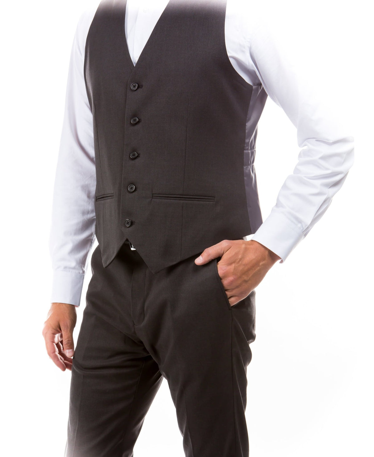 Dark Grey Zegarie Suit Separates Solid Men's Vests For Men - Bundle Bus