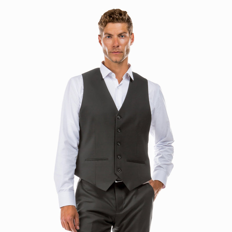 Dark Grey Zegarie Suit Separates Solid Men's Vests For Men - Bundle Bus