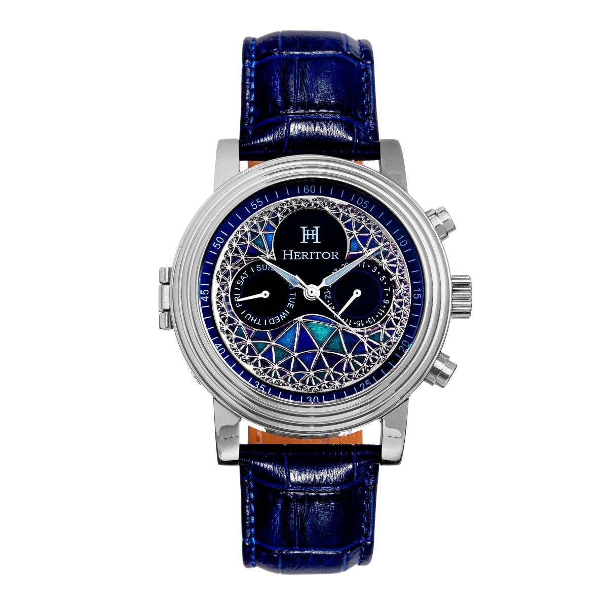 Heritor Automatic Legacy Leather-Band Watch with Day/Date