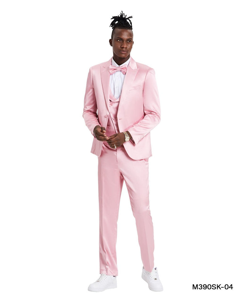 Dusty Rose Solid Shiny U - Shape Vest Mens - suit - Bundle Bus