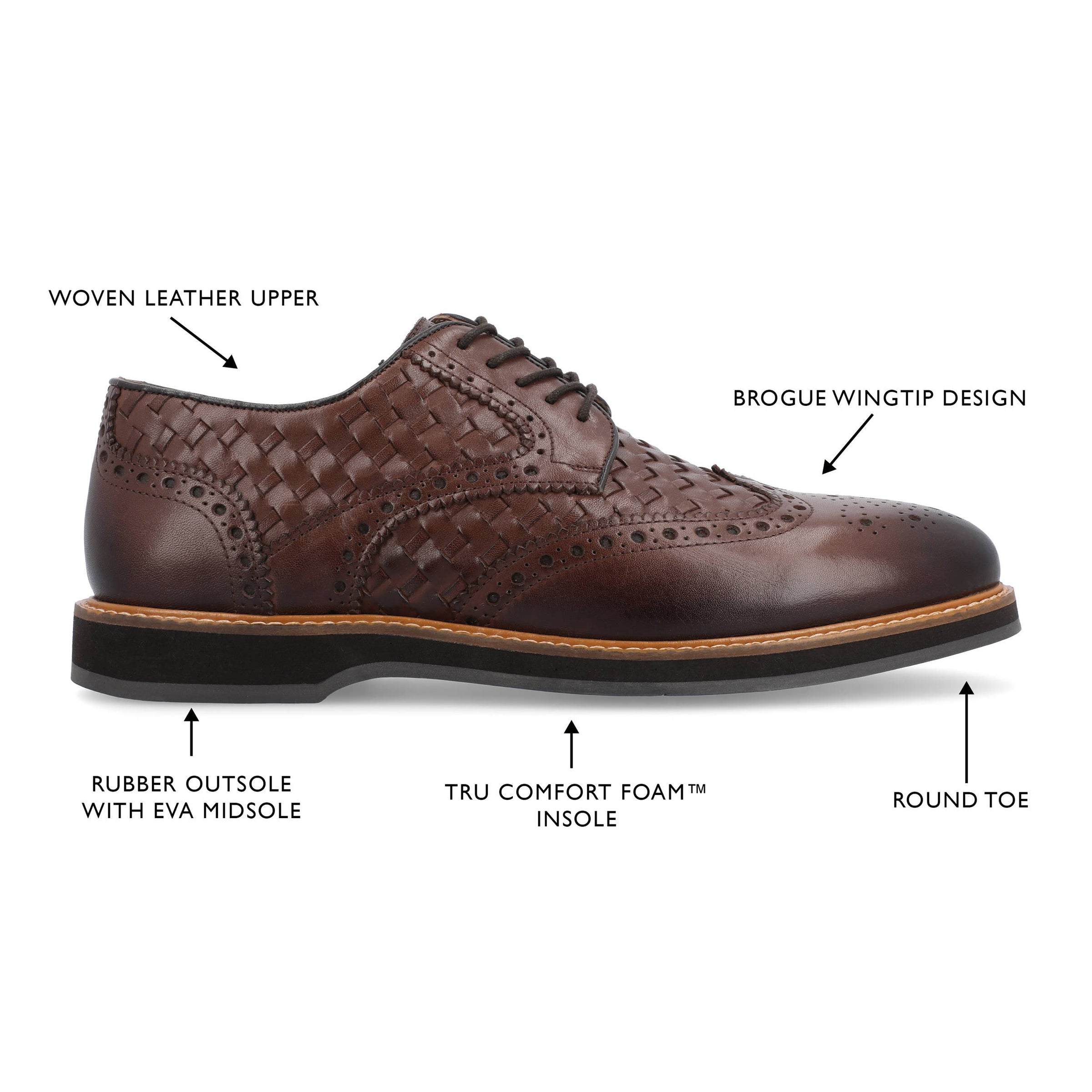 THOMAS & VINE - Thomas & Vine Radcliff Wide Width Woven Wingtip Derby