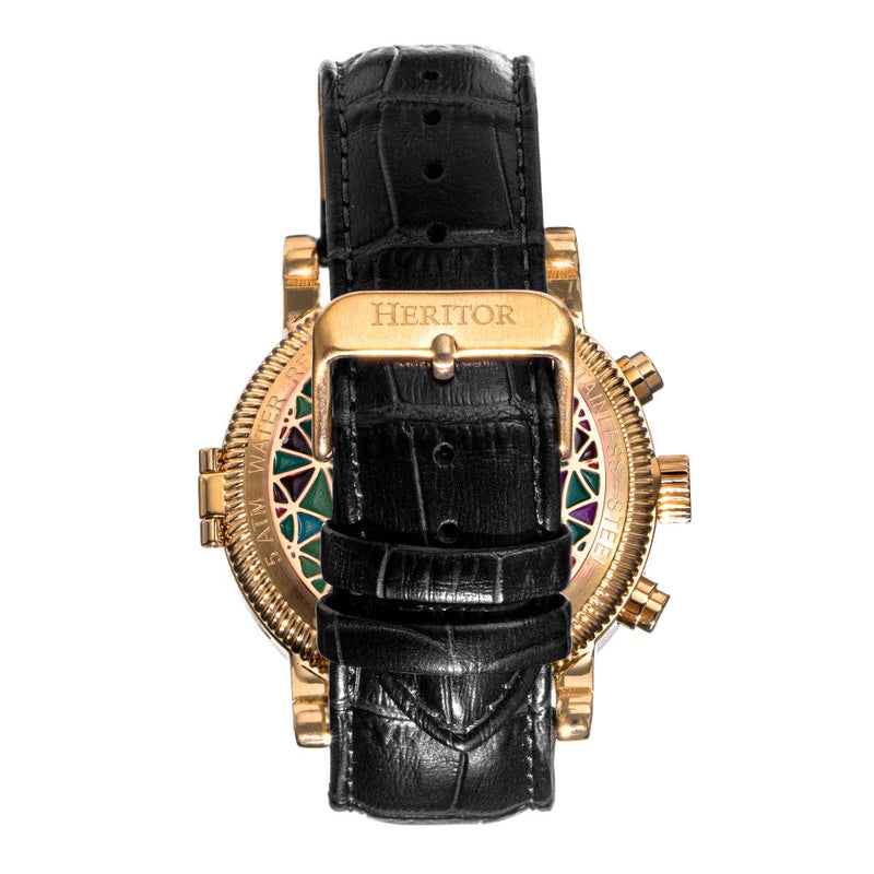 Heritor Automatic Legacy Leather-Band Watch with Day/Date