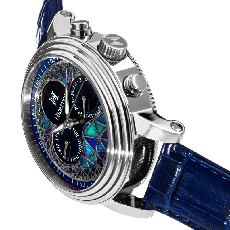 Heritor Automatic Legacy Leather-Band Watch with Day/Date