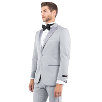 Gray Zegarie Notch Lapel Tuxedo Jacket For Men - Bundle Bus