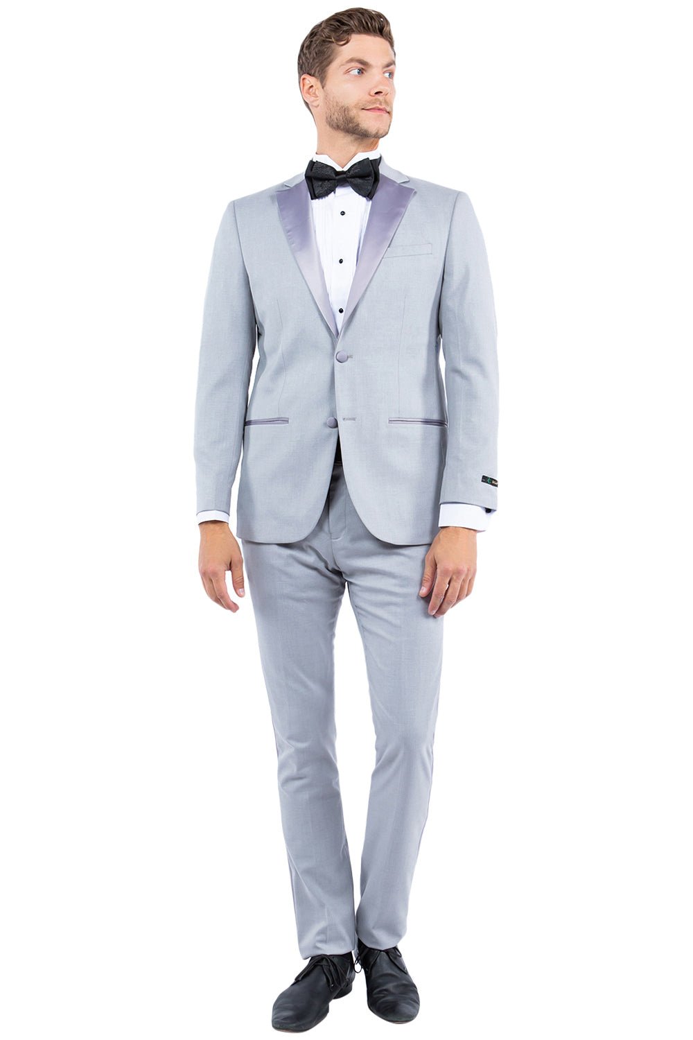 Gray Zegarie Notch Lapel Tuxedo Jacket For Men - Bundle Bus