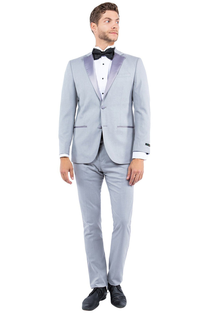 Gray Zegarie Notch Lapel Tuxedo Jacket For Men - Bundle Bus