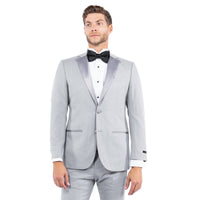 Gray Zegarie Notch Lapel Tuxedo Jacket For Men - Bundle Bus
