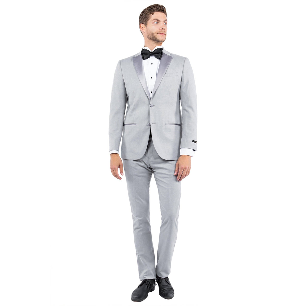 Gray Zegarie Notch Lapel Tuxedo Jacket For Men - Bundle Bus