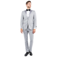 Gray Zegarie Notch Lapel Tuxedo Jacket For Men - Bundle Bus