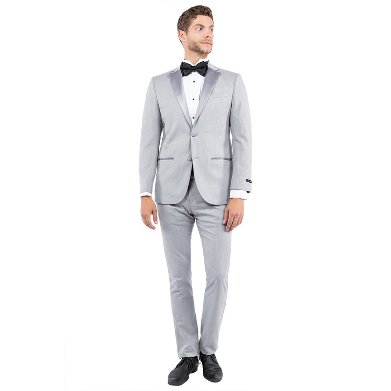 Gray Zegarie Notch Lapel Tuxedo Jacket For Men - Bundle Bus