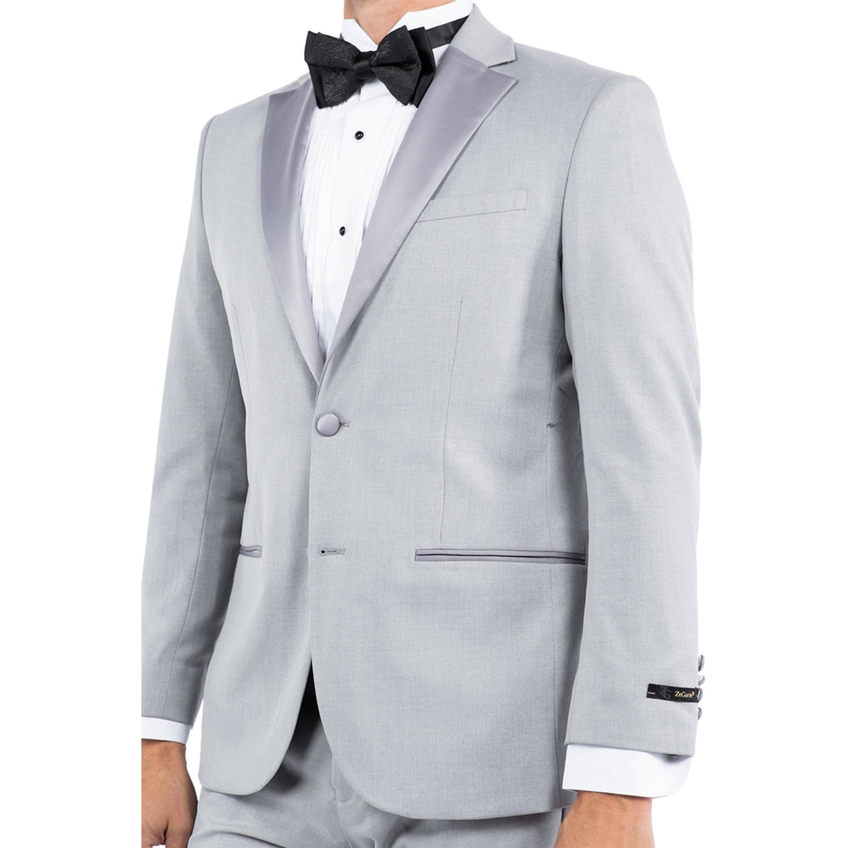 Gray Zegarie Notch Lapel Tuxedo Jacket For Men - Bundle Bus