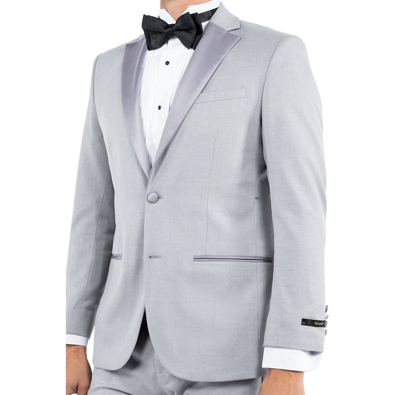 Gray Zegarie Notch Lapel Tuxedo Jacket For Men - Bundle Bus