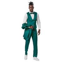 Green Solid Shiny U - Shape Vest Mens - suit - Bundle Bus