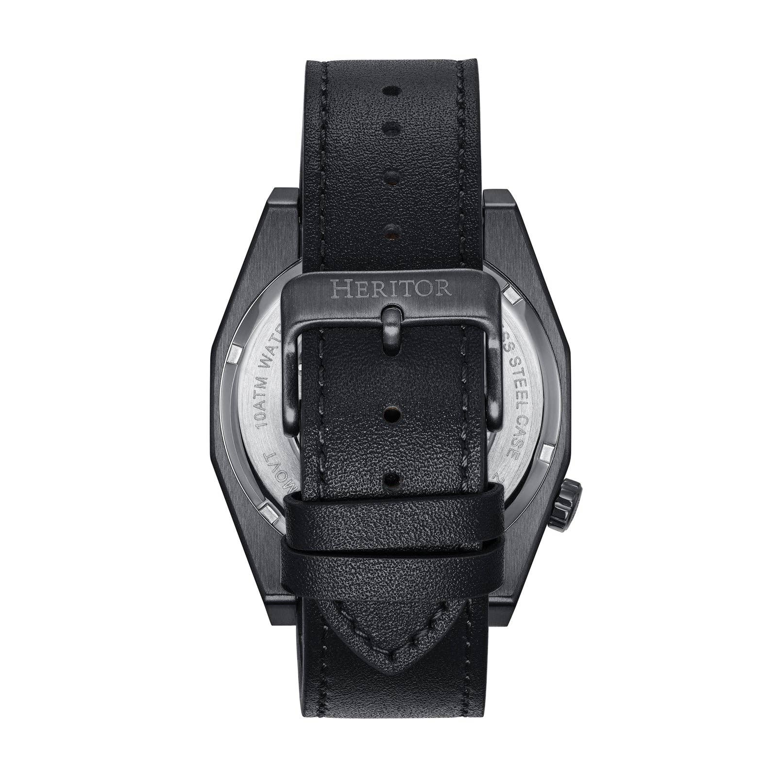 Heritor Automatic Amadeus Semi - Skeleton Leather - Band Watch - Bundle Bus
