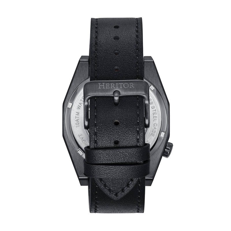 Heritor Automatic Amadeus Semi - Skeleton Leather - Band Watch - Bundle Bus