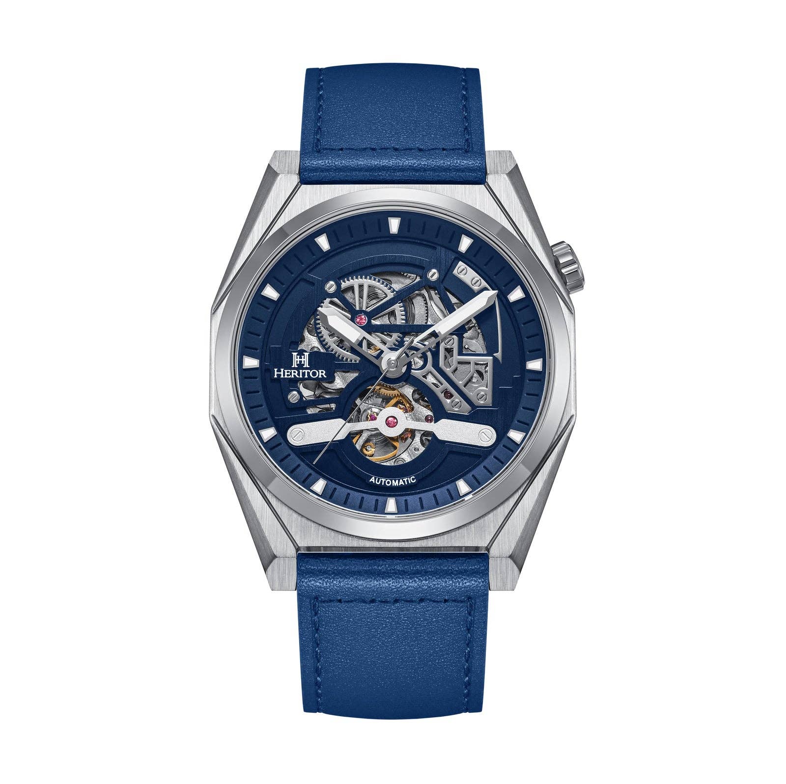 Heritor Automatic Amadeus Semi - Skeleton Leather - Band Watch - Bundle Bus