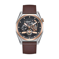 Heritor Automatic Amadeus Semi - Skeleton Leather - Band Watch - Bundle Bus