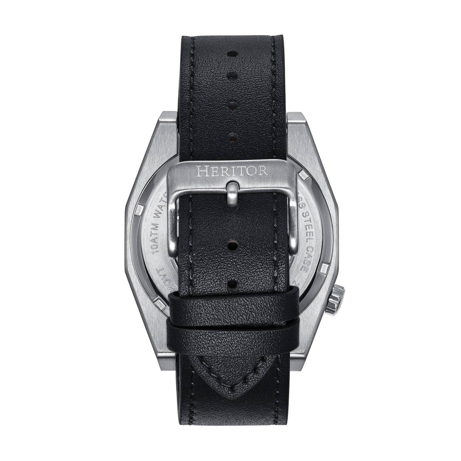 Heritor Automatic Amadeus Semi - Skeleton Leather - Band Watch - Bundle Bus